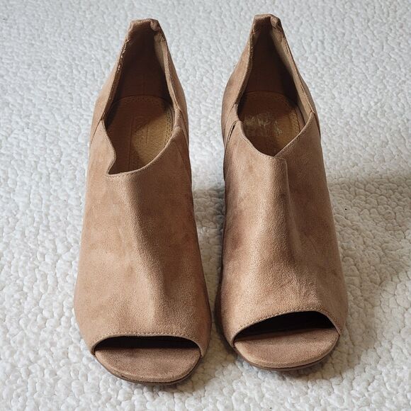 ASOS Women Sz 6 1150417 Beige Summer Platform Block Heel Peep Toe Slide On Shoes - Picture 3 of 10